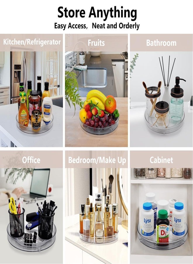Xacton Clear Lazy Susan Turntable Organiser Tray | Transparent Acrylic Round Organisers | 360° Rotating Kitchen & Fridge, Bathroom & Makeup Storage Rack for Spices, Sauces, Jars & Bottles - 10 Inch - Image 5